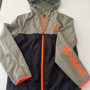 Hurley Kids' Windbreaker- Olive and Black with Orange Accents